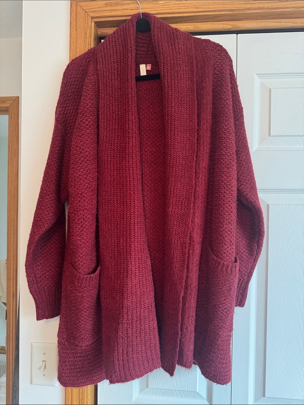 Anthropologie Burgundy Open-Front Knit Cardigan